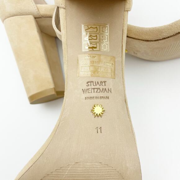 Stuart Weitzman Womens Nearlynude Highshine Sandal Size 11 Adobe Beige Heel NWOB - Picture 13 of 13